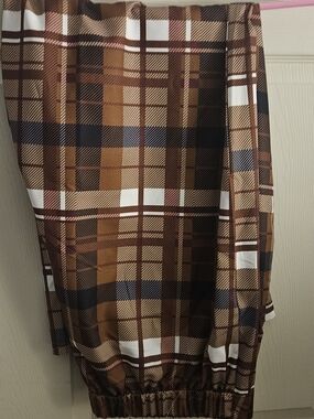 SHEIN Brown Plaid Curve Skirt